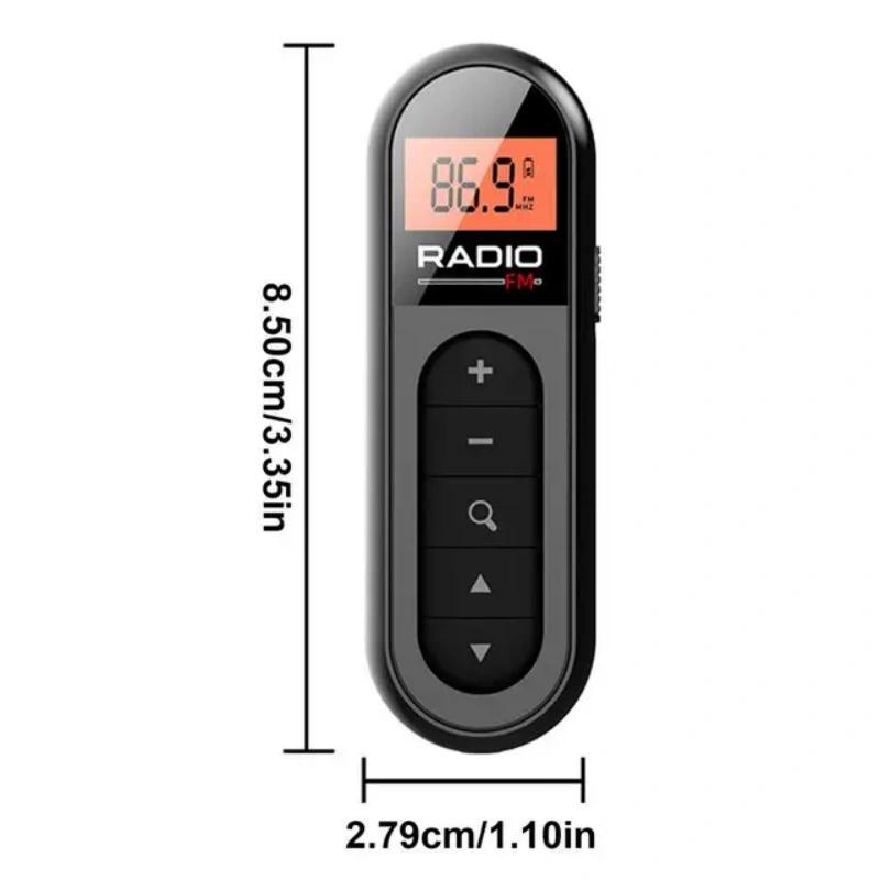 FM Radio Rechargeable Pocket Transistor Radio with LCD Digital Tuning & Backlight Stereo Sound Belt Clip for Jogging Walking