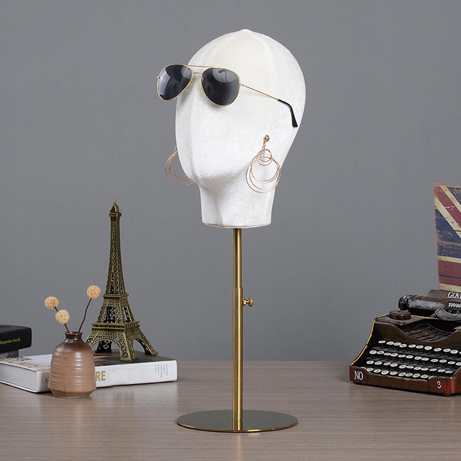 

Adjustable Wig Display Mannequin Head with Stand, Gold & White Modern Electroplated PU Head Model, 46-66cm Height Adjustable золотой