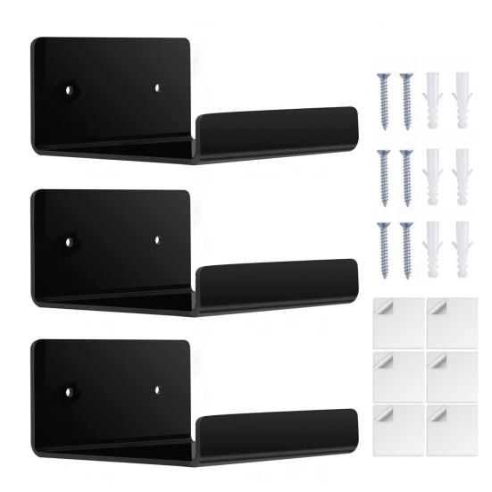 3Pcs Acrylic Wall Shelves Small Space Storage Shelves Easy Installation Versatile Bathroom Storage Racks