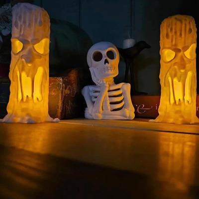 Halloween LED Candles Scary Flameless Candle Halloween Decorations Flickering Light Table Decor For Home Office Dorm Apartment