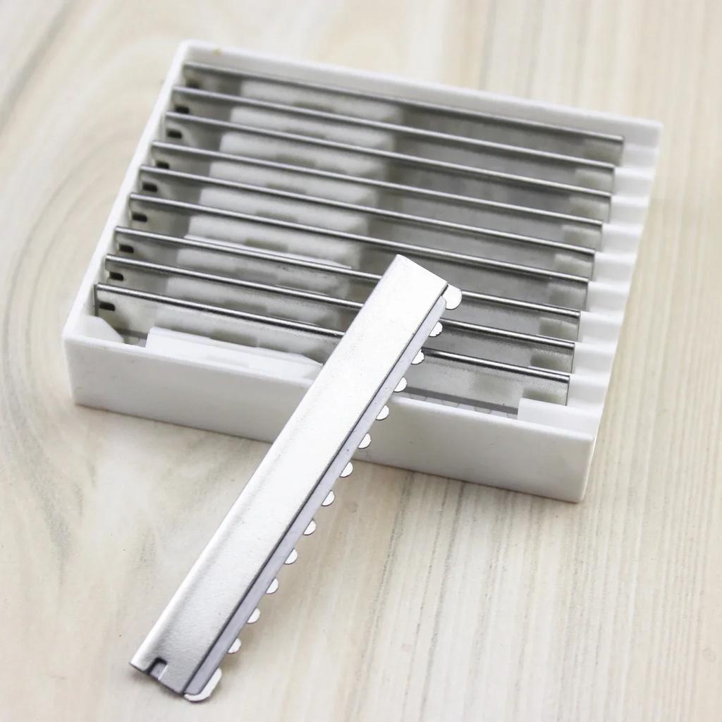 10pcs Safety Hair Shaving Blades Barber Stainless Steel Hairdressing Trimmer Thinning Cutting Blade Salon Hair Knife Razor Blade