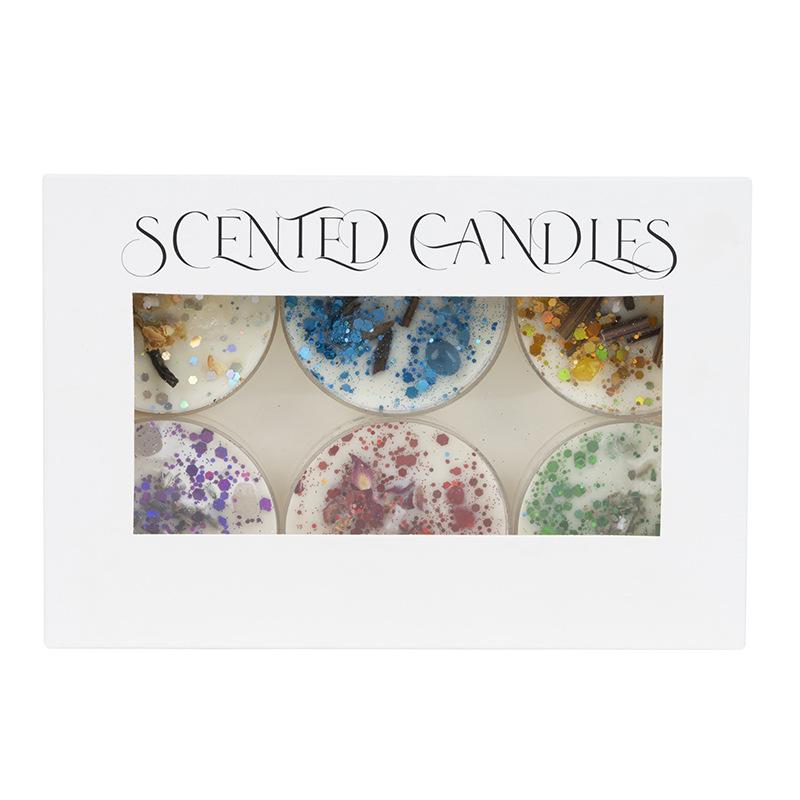 Scented Soy Wax Candles with Dried Flowers and Glitter - Crystal Shell Collection Gift Set