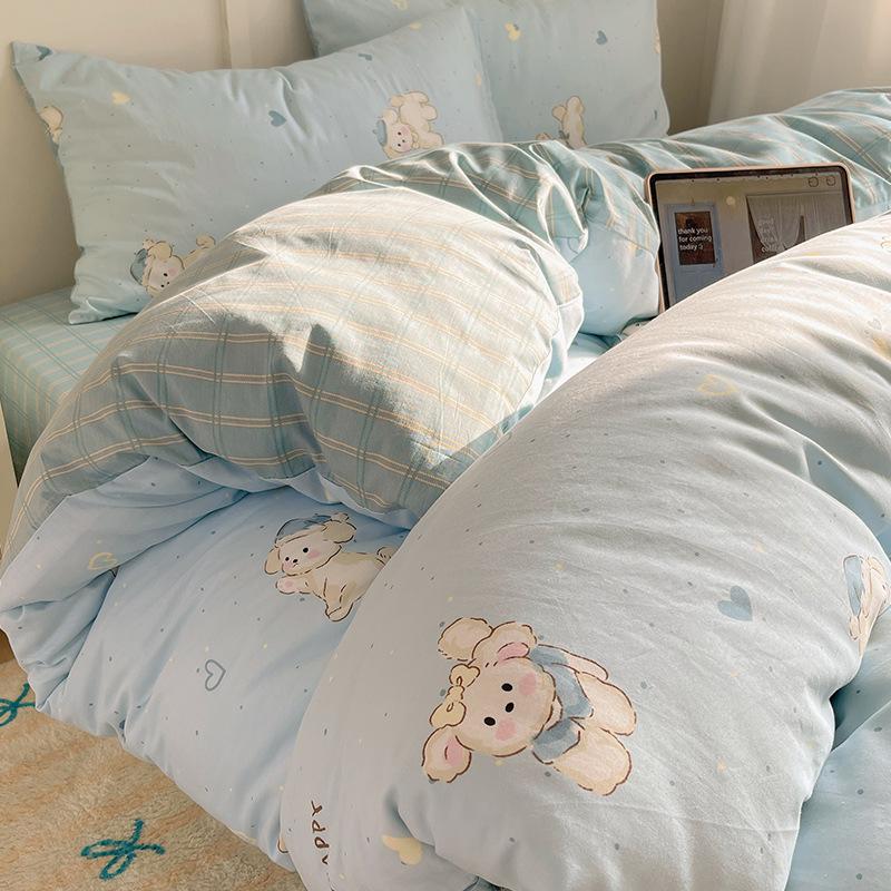 New Pure Cotton Cute Printed Bedding Sets Cartoon Nude Sleeping Skin Friendly Comforter Set Adult Bedsheet Kit for All Seasons