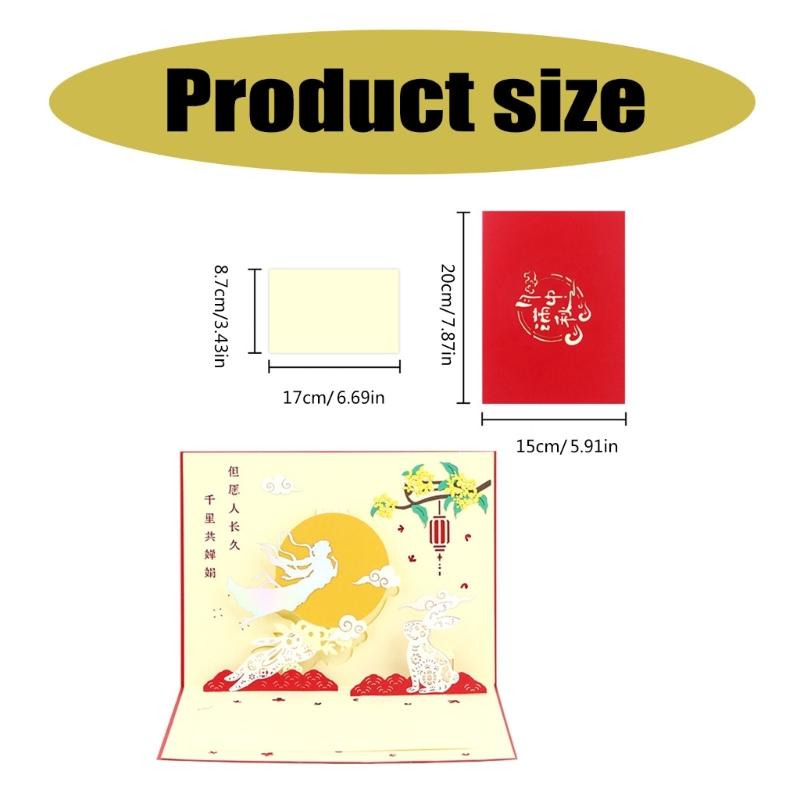 Intricate 3D Moon Festival Card Foldable Card for Middle Autumn Festival Greetings and Decoration Handmade Postcard