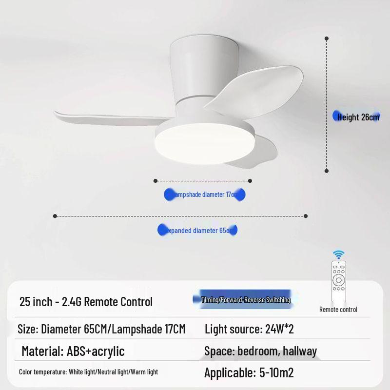 Five-Blade Ceiling Fan with Light, Silent & Variable Frequency for Living Room, Bedroom & Dining Room