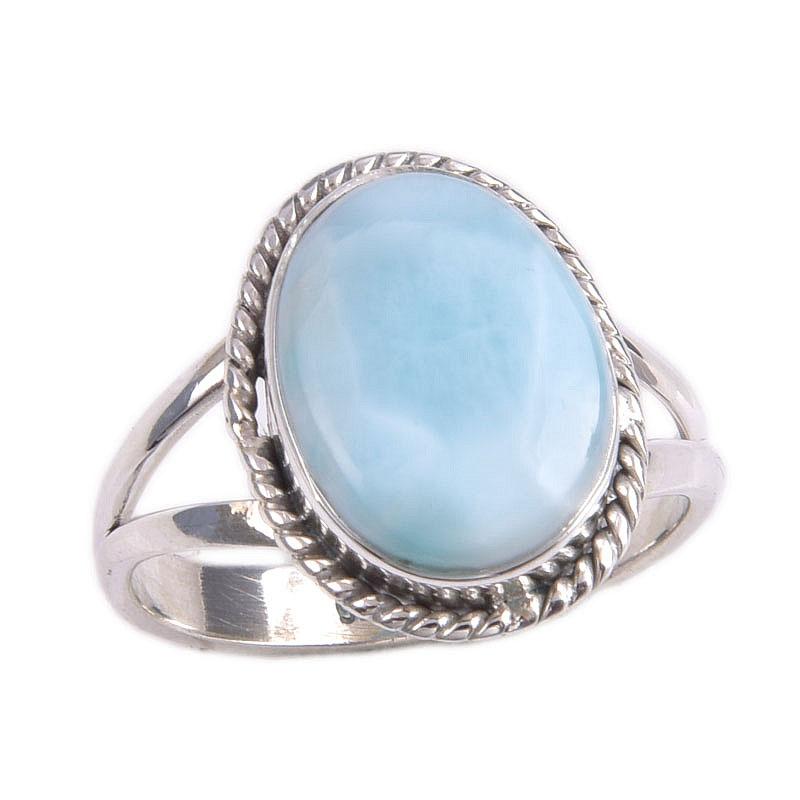 Natural Republic Larimar Gemstone 925 Solid Sterling Silver Gift Ring S.8 B6m54