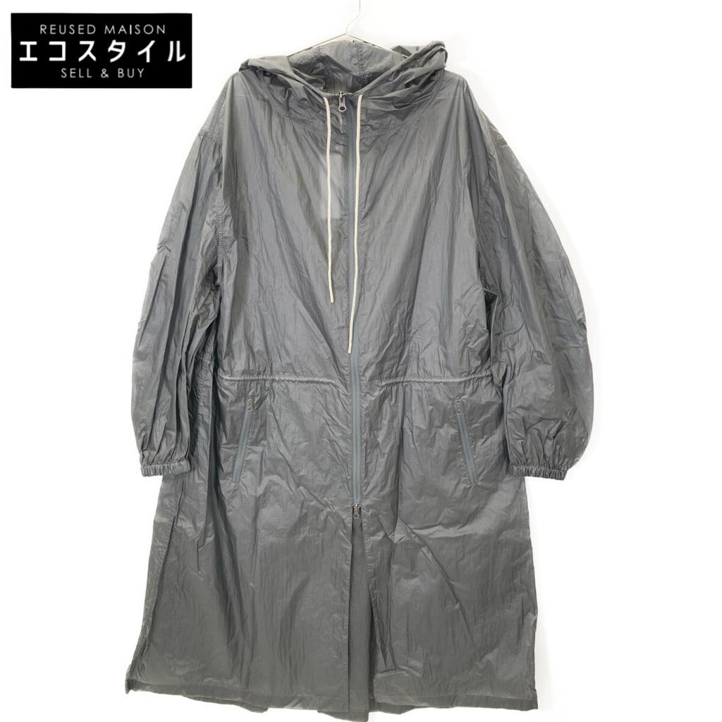 AMOMENTO GK0-24000-A Grey nylon hooded long coat coat F grayUsed