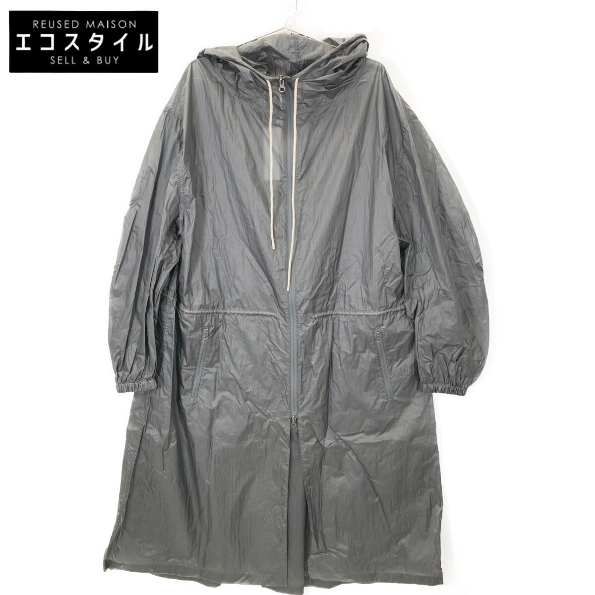 

AMOMENTO GK0-24000-A Серое нейлоновое пальто-дождевик с капюшоном, длинное, серое, б/у