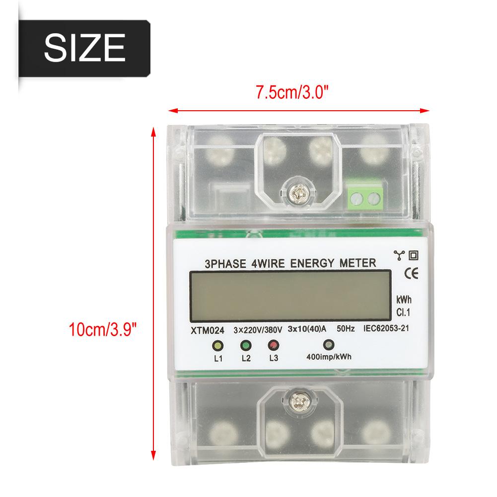 Digital LCD 3 Phase 4 Wire Din Rail Electric Meter Electronic KWh Meter (10(40)A)