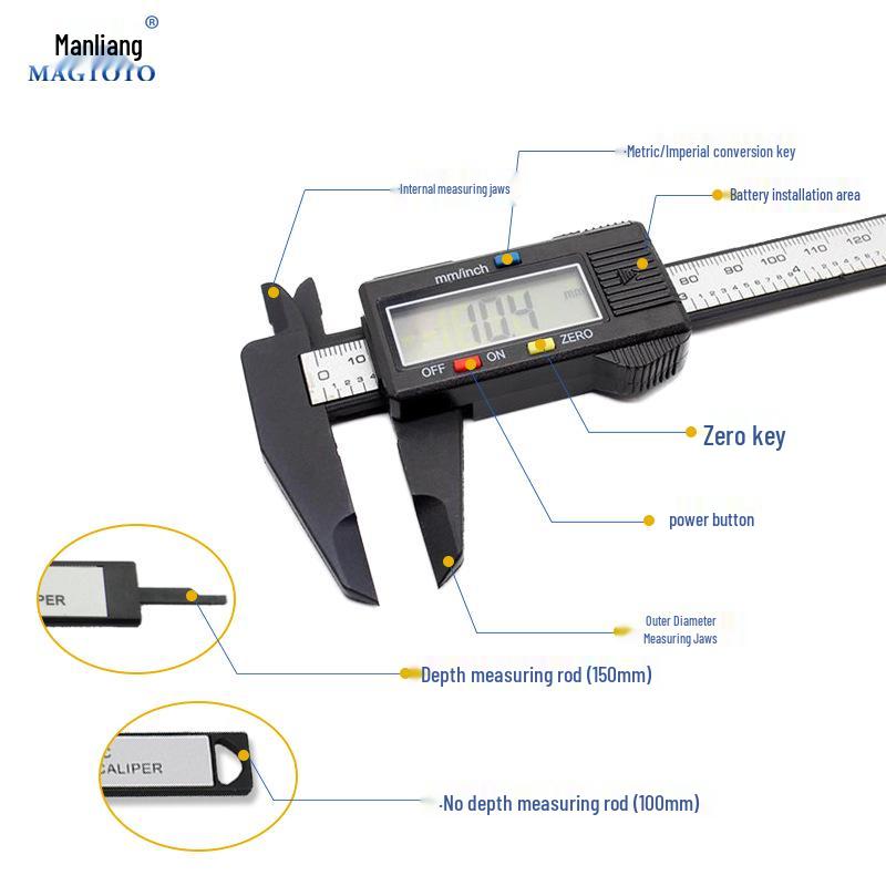 Manliang Digitaler Messschieber mit Kohlefaser zur Armbandmessung