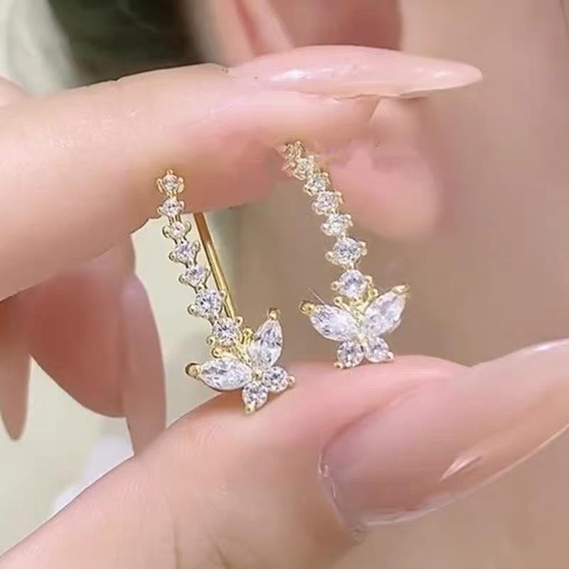 Purple Crystal Butterfly Stud Earrings: Versatile, Elegant  Exquisite Women s Jewelry.