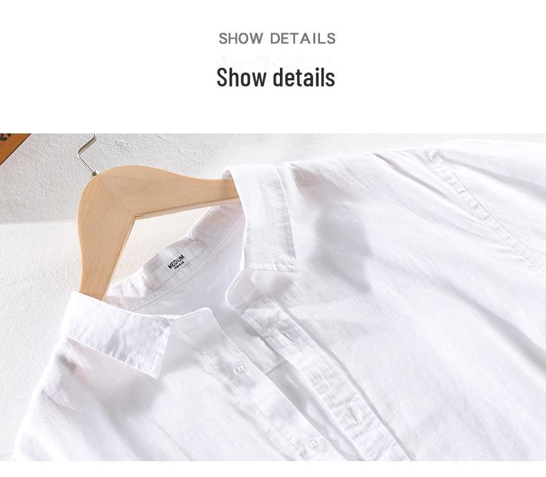 Camisa Casual de Manga Curta de Linho Puro para Homem - Estilo Versátil, Atacado 9012