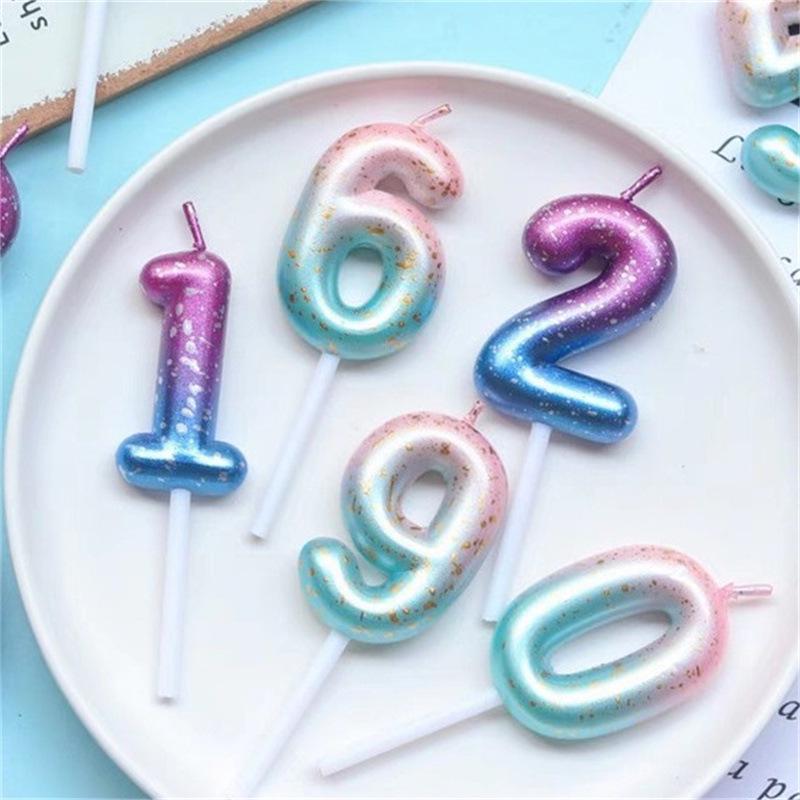 Galaxy Gradient Birthday Number Candles: Starry Sky Cake Toppers for Kids' Parties