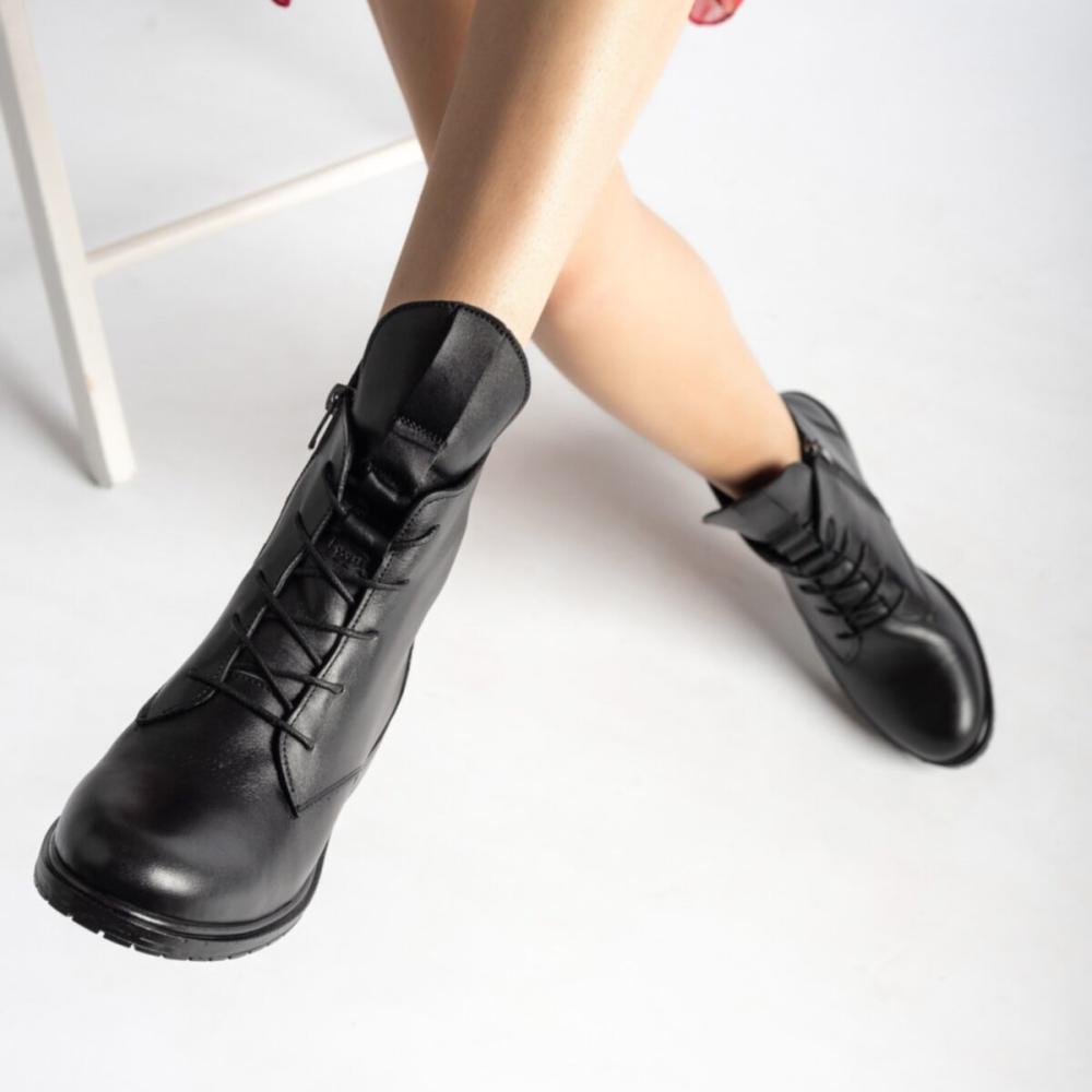 Echtes Leder Schwarz Damen Lederstiefel