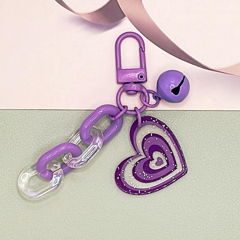 1PC Car Keychain Small Fresh Pendant Bag Hanging Jewelry Colourful Bell Creative Love Chain Keychain Double Layer