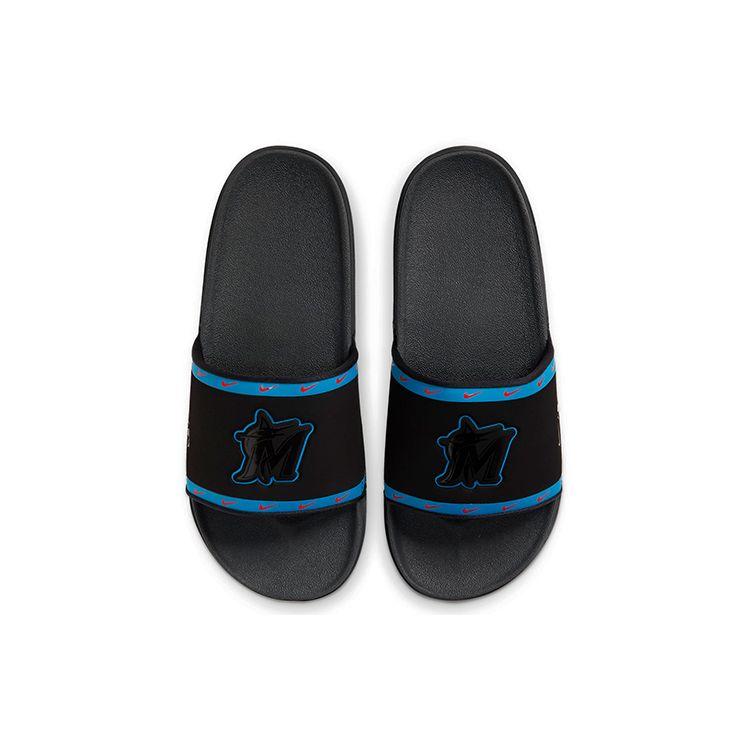 Nike MLB X OffCourt Slide Miami Marlins Men Sneakers Black Neptune-Blue Chile-Red DH6984-001