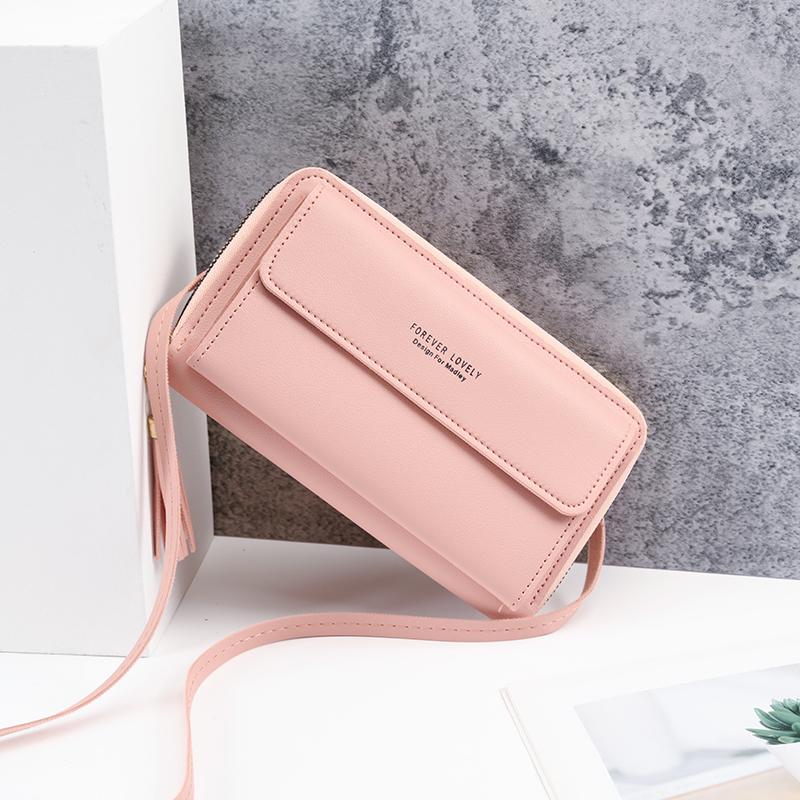 large-capacity multi-functional solid color one-shoulder bag fashion simple horizontal slung mobile phone bag lady