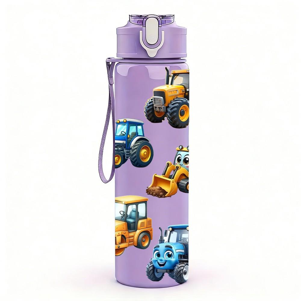 1PC Toy Construction Truck 750ml Color Plastic Sports Water Bottle Leakproof Flip Straw Lid Suitable for Sports Office Home Use