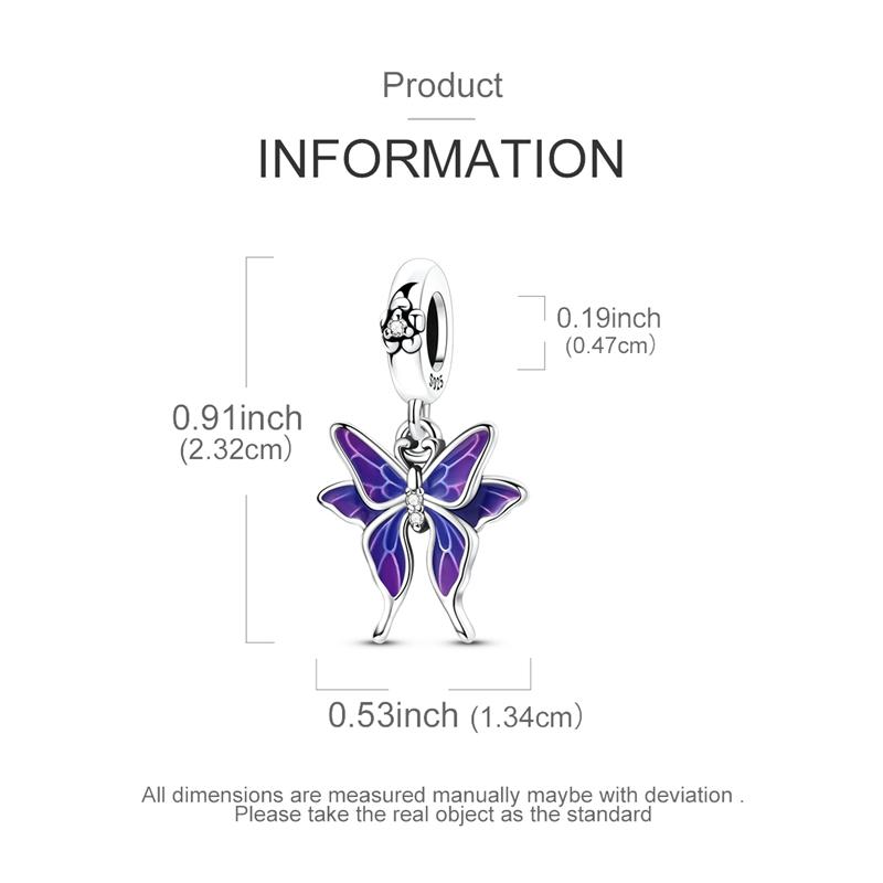 Farbwechsel Schmetterlings-Stil Anhänger Perle Kupfer Handwerk Hängender Anhänger Passend für Armreif Armband Halskette Handgemachter Schmuck
