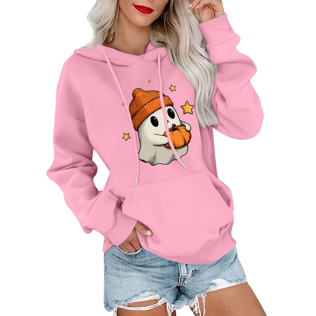 Women's Fashionable, Casual, Comfortable Round-neck, Hooded, Long-sleeved, Halloween-print Warm Sweater