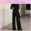 Summer Bamboo Leaf Print Chiffon Blouse And Wideleg Pants Set For Women