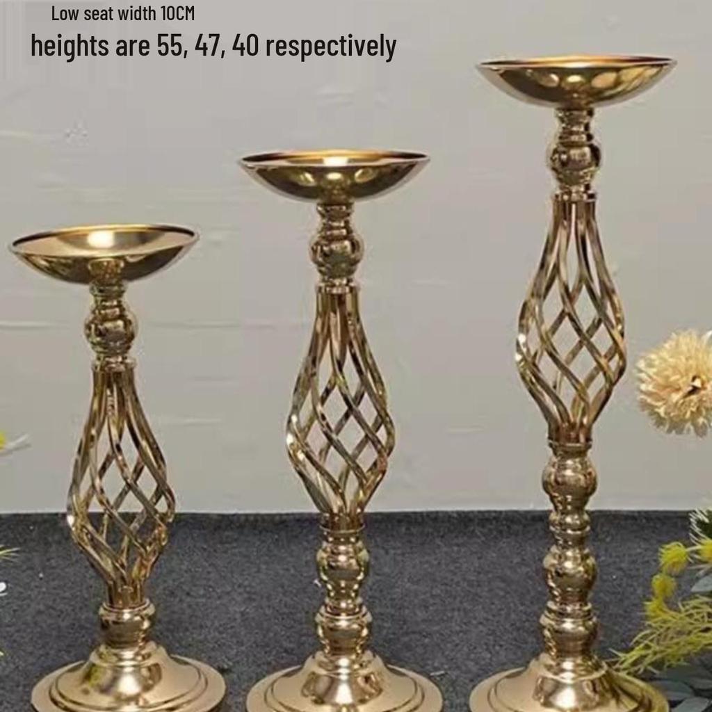 Golden European Iron Art Flower Stand for Wedding Decor and Sign-in Table
