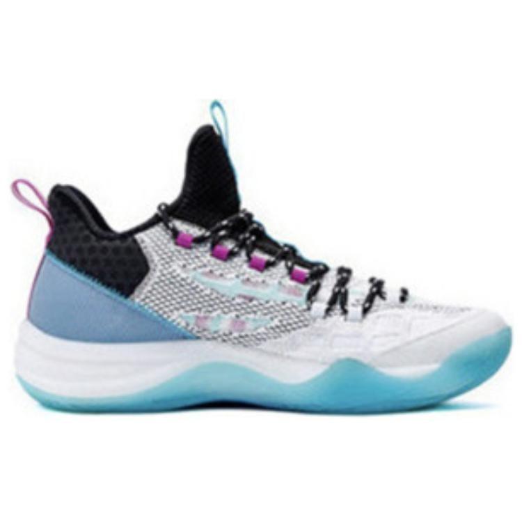 Scarpe da Basket 361 Big3 2.0 Tessuto Antiscivolo Resistente all'Abrasione Mid-top Uomo Bianco Viola 572021109-1