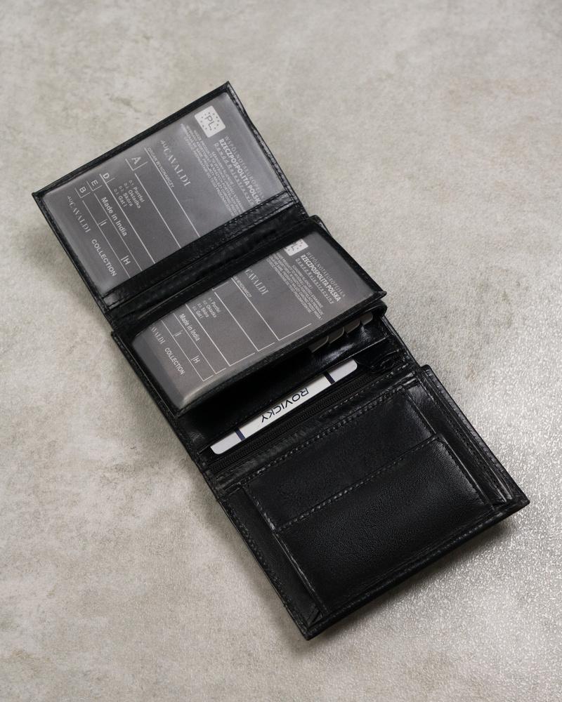 Black Leather Men's Wallet with RFID Protect - Cavaldi