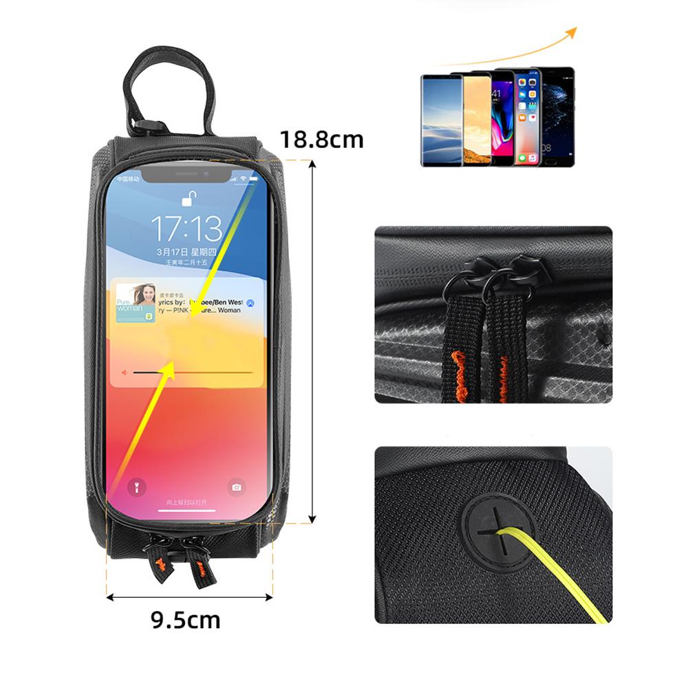 Bicycle Top Tube Front Frame Bag Waterproof Hard Shell Bag 7'' TPU Touch Screen