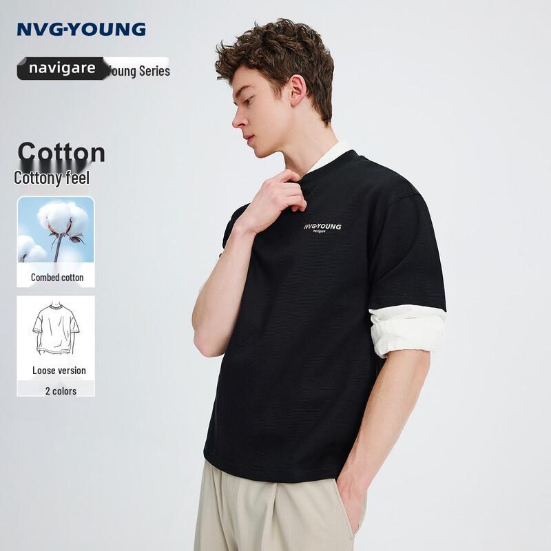 NVG·YOUNG Men s Waffle Knit Short Sleeve T-Shirt 2XL