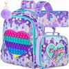 3PCS  Backpack for Girls, 16" Kids Backpacks with Lunch Box, Water Resistant Girl Bookbag for School Elementary