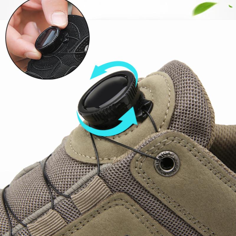 Men's Hiking Shoes Rotating Lace Buckle Treking Sneakers Suede Breathable Non-slip Camping Running Sneakers Male Zapatos Hombre
