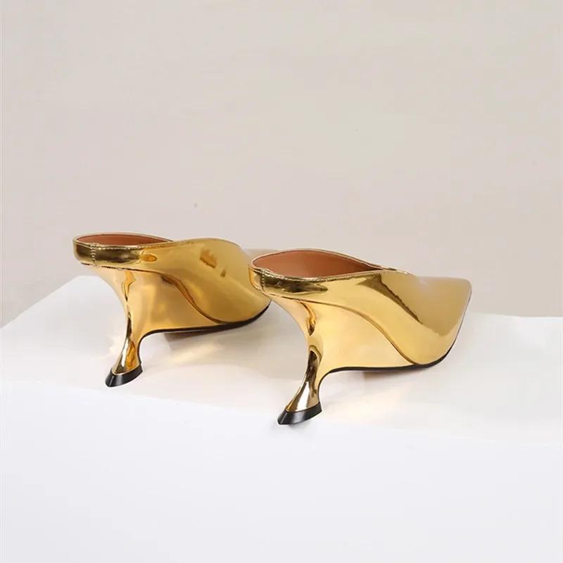 Fashion Luxury Shoes for Women Platform Wedges High Heels Women Slippers Concise Shallow Pointed Toe Party Dress Ladies Shoes