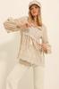 Women's Blouse New Season Fashion Beige Front Embroidered Collar Tassel Balloon Sleeve Woven Blouse