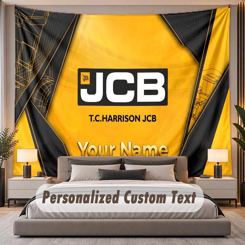 Custom Name Text Tapestry JCB Personalized Polyester Wall Tapestry For Bedroom And Room