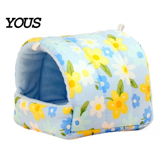 Cute Cartoon Printed Cage Accessory Quilted Hamster Bed, Print Cozy Hideout, Winter Cave Small Animal Nest Accessories for Chinchilla Gerbil