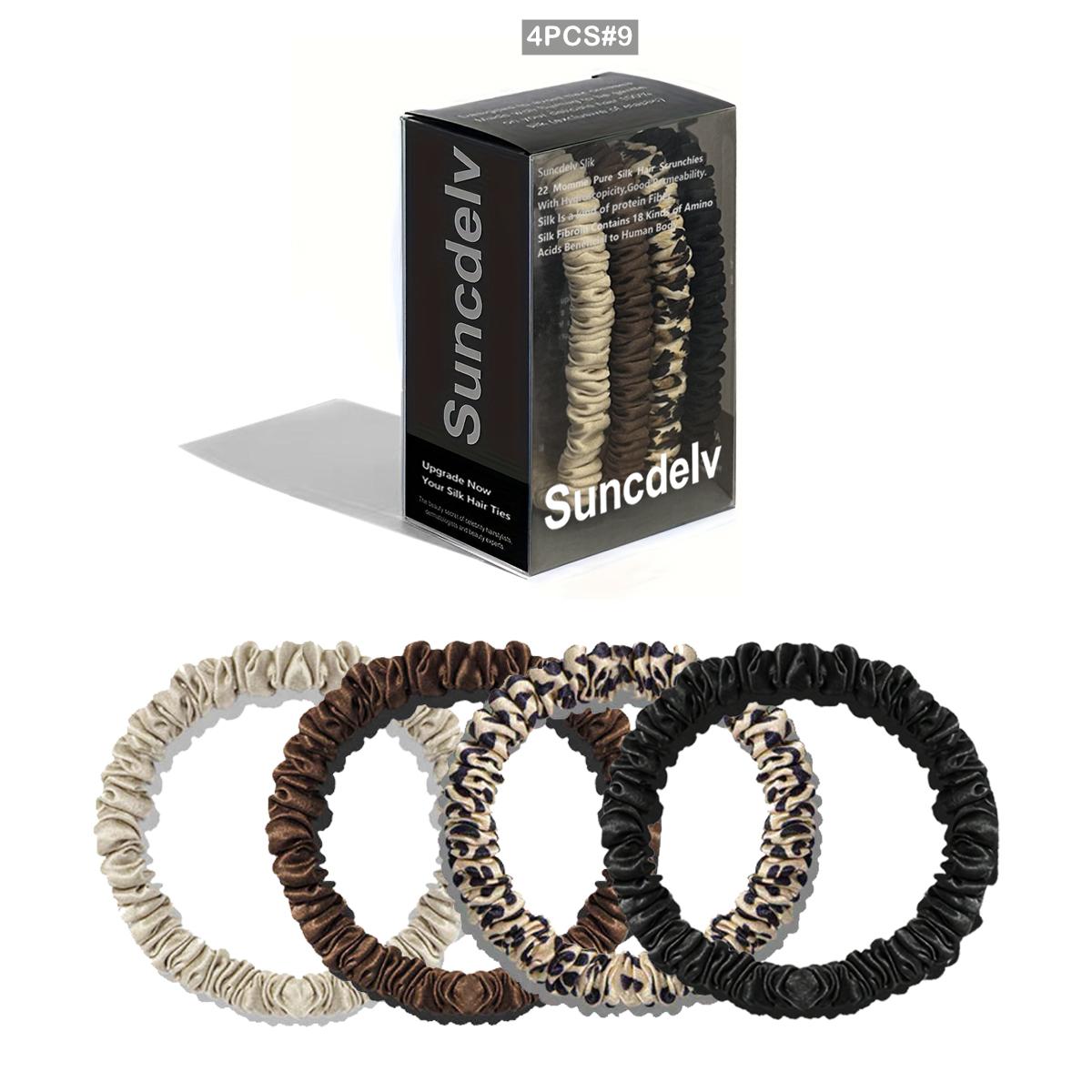 

100% натуральный шелк однотонные резинки для волос высокого качества резинки для волос 22Momme женские большие повязки для волос аксессуары для волос 4 шт коробка