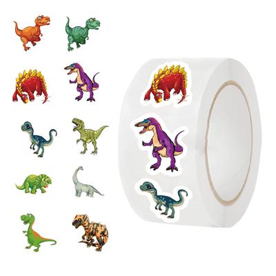 500 Pictures/roll Roll Sticker Tape Cartoon Dinosaur Handbook Material Decorative Envelope Seal Sticker