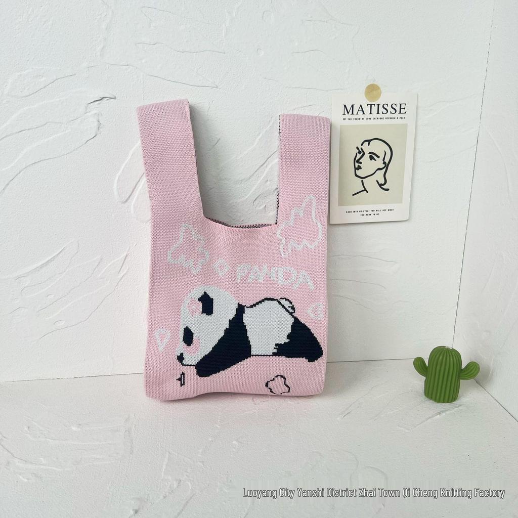 Panda Knit Women's Cross-Border Wrist Tote Handbag