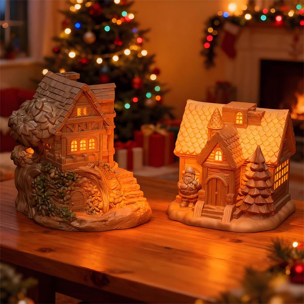 3D Christmas Cottage Tree House Candle Silicone Mold DIY Cute Xmas Ornaments Desk Decor Mould Making Tool