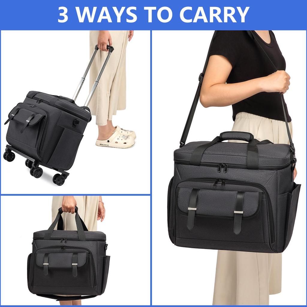Large Capacity Teacher Rolling Bag with Detachable Trolley and Wheels - Multifunctional Travel Suitcase