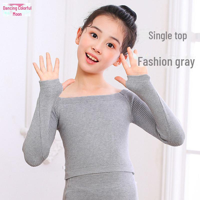 Children's Gray Winter Dance Sweater & Shawl - Stylish Exercise Jacket/Waistcoat for Girls