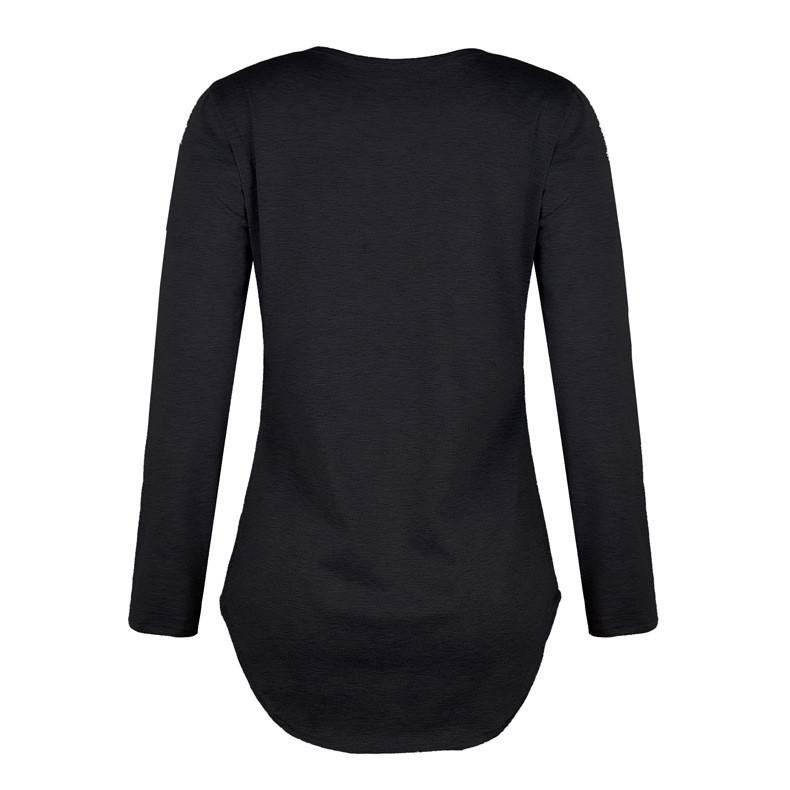 Damen V-Ausschnitt Träger Langarm T-Shirt Top Bluse