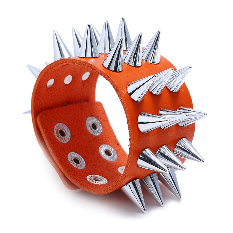 European Punk Style Adjustable PU Leather Spike Bracelet