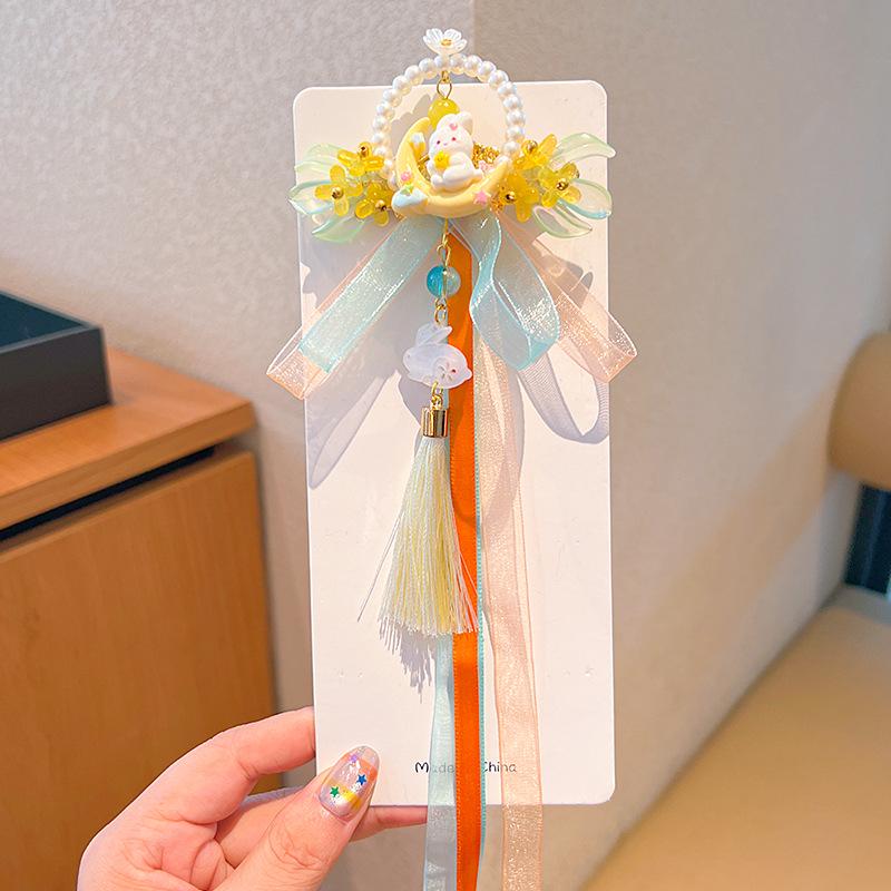 Mid-Autumn Hanfu Fairy Hair Clip - Women's & Children's Ancient Style Floral Tassel, Sweet Accessory for Girls