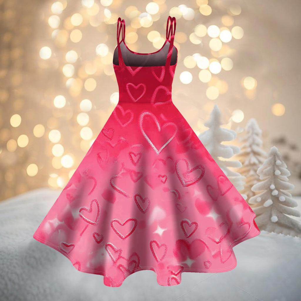 Moda Femei Valentine's Day Imprimat Sexy San bretele Gotic Rochie Cocktail Punk, Vintage Rochie.