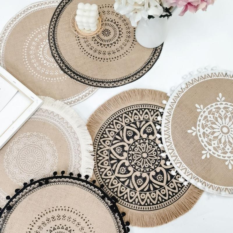 1 stk. Linservietter Fotorekvisitt Dekorasjon Bordbrikke Varmebestandig Sklisikker Hjemmevaskbar Skål Kopp Matte