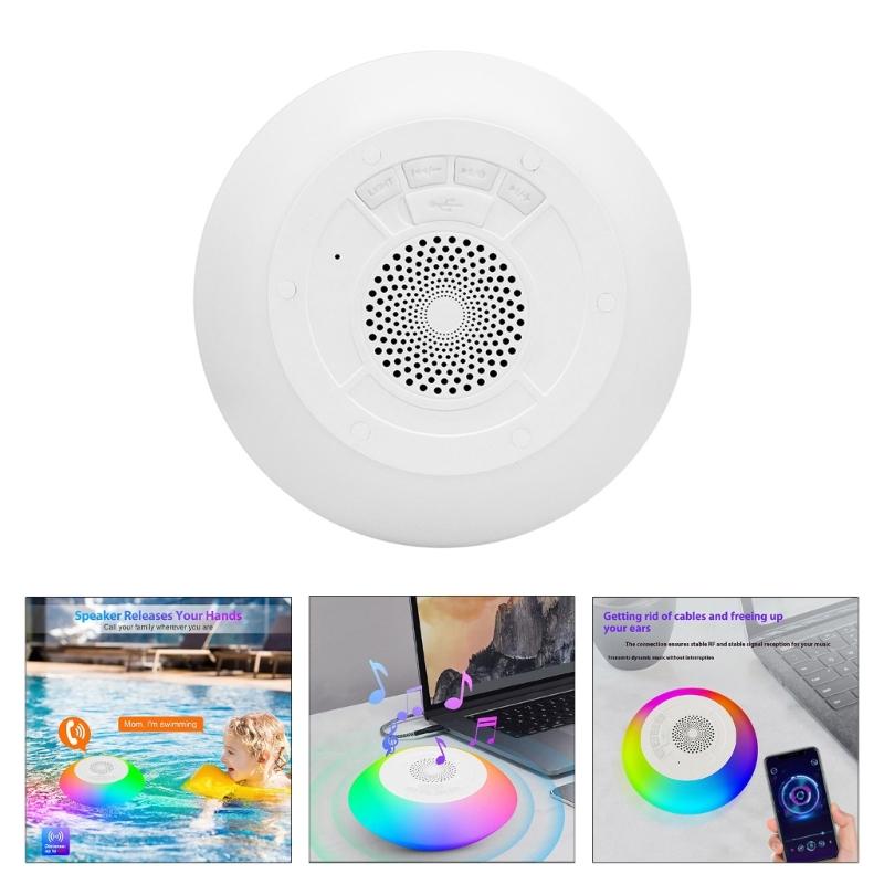 Floating Speaker for Pool Waterproof Portable Speaker Wireless Floating Stereo Speaker with Led Light Shower Speaker