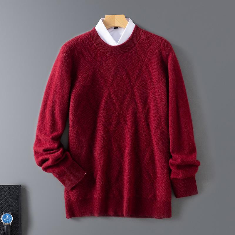 2025 Autumn/Winter Men s Jacquard Wool Sweater - Casual Korean-Style, Long Sleeve, Round Neck, Youth-Focused Comfort. S