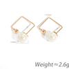 Xiaoxiangfeng Japanese and Korean Elegant Pearl Square Earrings Rose Gold Stud Earrings Niche High Color Retention